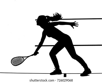 Silhouette of a female squash players vector