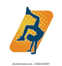 Silhouette of a female teenage girl dancing and doing handstand pose 