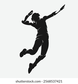 Silhouette of female volleyball player. Athlete doing spike. Vector logo illustration.