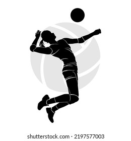 Silhouette Female Volleyball Player Jumping Air Stock Vector (Royalty ...