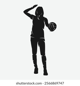 Silhouette of female volleyball player. Vector logo illustration.