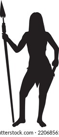 silhouette female warrior holding a spear