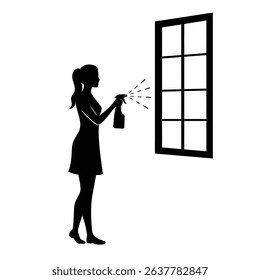 Silhouette of Female Window Cleaner - Professional Service
