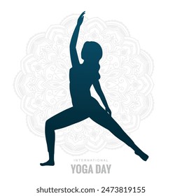 Silhouette of a female in yoga pose card background