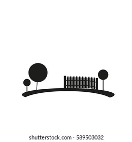 silhouette fence in the garden. vector