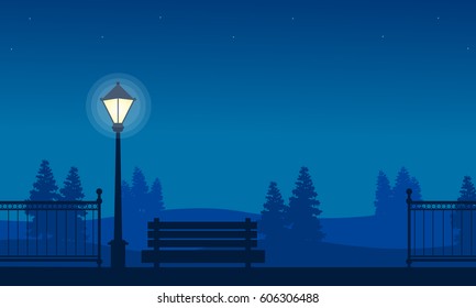 Silhouette of fence and street lamp landscape