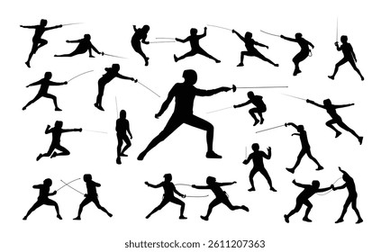 Silhouette of fencing player, vector illustration	