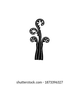 Silhouette of the Fern, Flat and Naive Style, can use for Art Illustration, Logo, Apps, Pictogram or Graphic Design Element. Vector Illustration