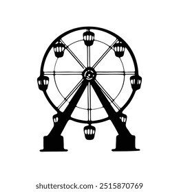 silhueta de uma roda-gigante, apresentando sua estrutura simétrica e assentos