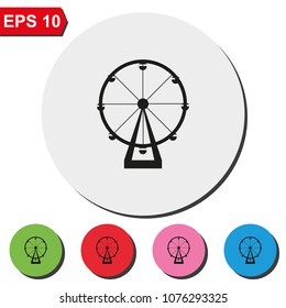 Silhouette of ferris wheel. Simple flat attraction round colorful vector icon.
