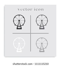 Silhouette of ferris wheel. Simple flat attraction black and white vector icon.