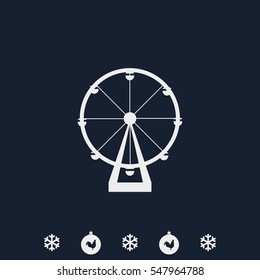 Silhouette of ferris wheel. Simple flat attraction icon.