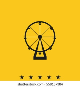 Silhouette of ferris wheel. Simple flat attraction icon.
