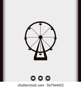 Silhouette of ferris wheel. Simple flat attraction icon.