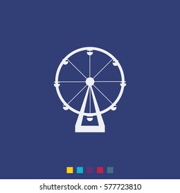 Silhouette of ferris wheel. Simple flat attraction icon.