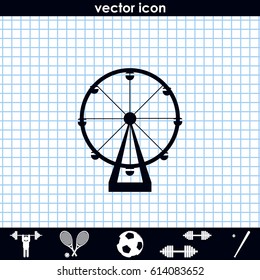 Silhouette of ferris wheel. Simple flat attraction icon.