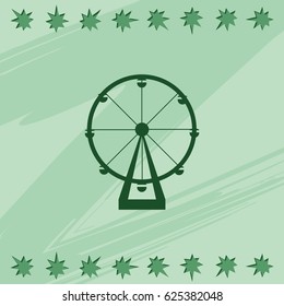 Silhouette of ferris wheel. Simple flat attraction icon.