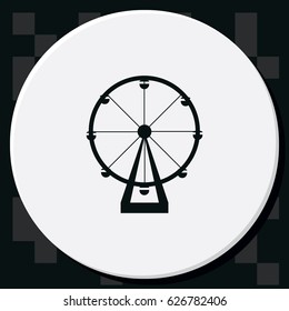 Silhouette of ferris wheel. Simple flat attraction icon.