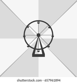 Silhouette of ferris wheel. Simple flat attraction icon.