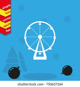 Silhouette of ferris wheel. Simple flat attraction icon.