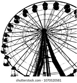 Silhouette of a Ferris wheel. Vector isolated illustration. A park. Entertainment, attraction. Holiday, rest, a day off. Background.