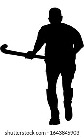 Silhouette of field hockey player with a hockey stick. Vector illustration
