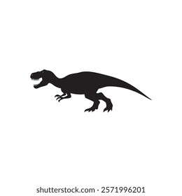 Silhouette of a fierce dinosaur, conveying a sense of power and mystery.