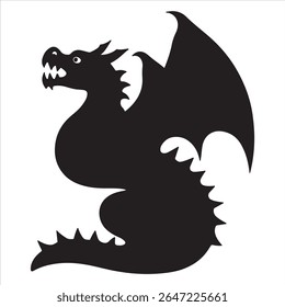 Silhouette of a Fierce Dragon Creature with Wings Outstretched a Medieval Heraldic Symbol of Power and Majesty