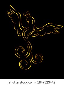 silhouette of a fiery heat bird, on a black background