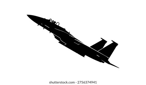 Silhouette of a fighter jet flying