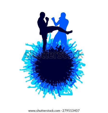 Silhouette of a fighter. Poster.