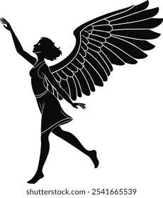 A silhouette of a figure a angel illustration