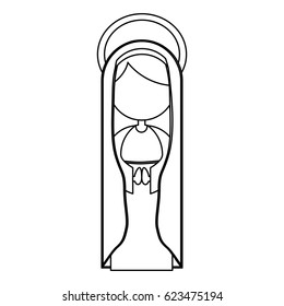silhouette figure fasceless virgin maria cartoon with aureole design vector illustration