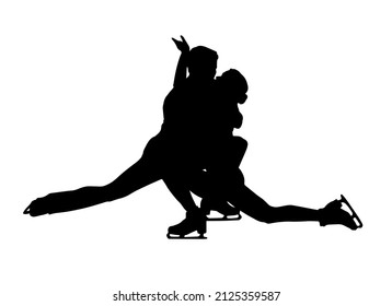 Silhouette of figure skaters showing ice skating dance. Vector illustration