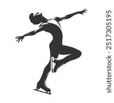 Silhouette of figure skating dancer. Hand drawn black vector artwork.