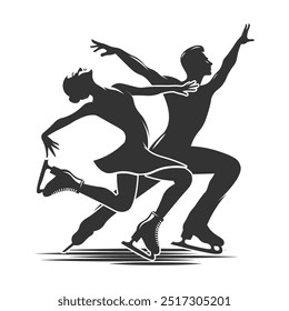 Silueta de bailarina de patinaje artístico. Dibujado a mano de Vector negro.