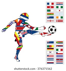 Silhouette figures football player isolated