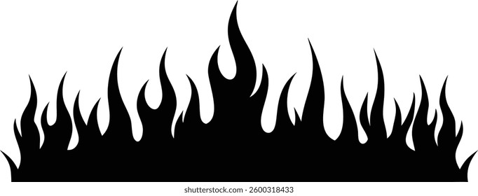 Silhouette file Flame border vector isolated on white background