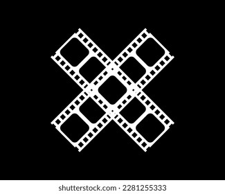 Silhouette of the Filmstrip for Art Illustration, Movie Poster, Apps, Website, Pictogram or Graphic Design Element. Vector Illustration