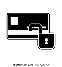 silhouette finance credit card with padlock open security