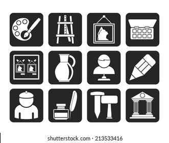 Silhouette Fine Art Objects Icons - Vector Icon Set