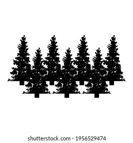 Silhouette fir tree christmas coniferous spruce pine forest evergreen woods conifer black color vector illustration flat style image