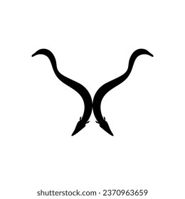 Silhouette of the fire eel (Mastacembelus erythrotaenia) is a relatively large species of spiny eel, can use for art Illustration, logo type, pictogram, website, or graphic design element. Vector 