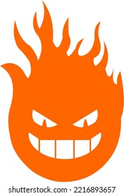 silhouette fire face emoticon vector