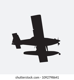 Silhouette of Fire fighter airplane isolated on a white background. Vector, Illustration.