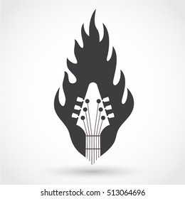 silhouette fire flame guitar template logo