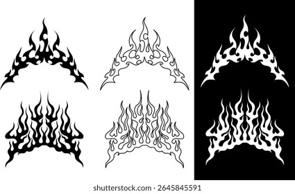 Silhueta Fogo chamas. Ilustração de vetor estilo neotribal de tatuagem da velha escola