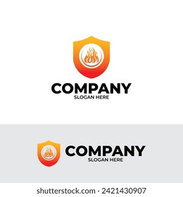 Silhouette Of Fire Shield Logo Design