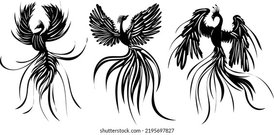 Silhouette Firebird Phoenix Bird Isolated Vector Stock Vector (Royalty ...