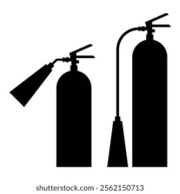 Silhouette of Firefighting Equipment and Tools